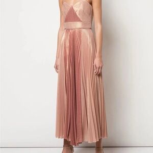 Marchesa Notte Pleated Midi Dress